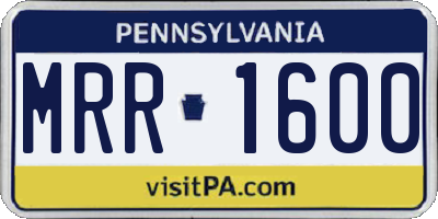 PA license plate MRR1600