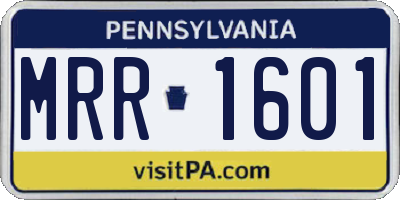 PA license plate MRR1601