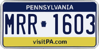 PA license plate MRR1603