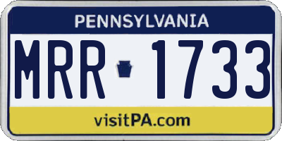 PA license plate MRR1733