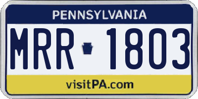 PA license plate MRR1803