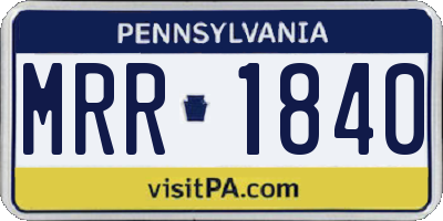 PA license plate MRR1840