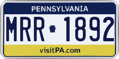 PA license plate MRR1892