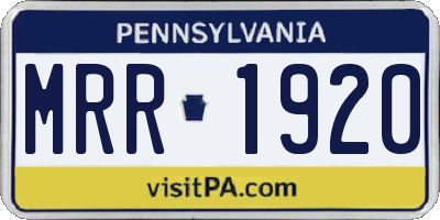 PA license plate MRR1920