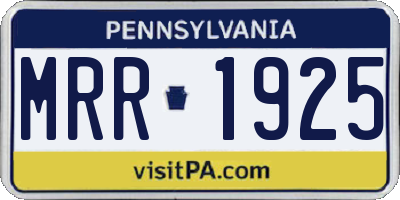 PA license plate MRR1925