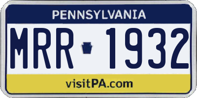 PA license plate MRR1932
