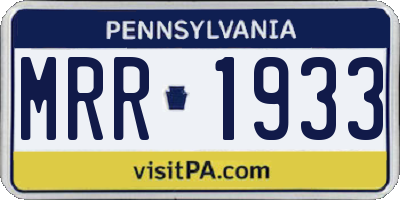 PA license plate MRR1933
