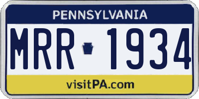 PA license plate MRR1934