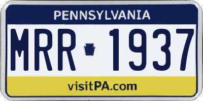 PA license plate MRR1937