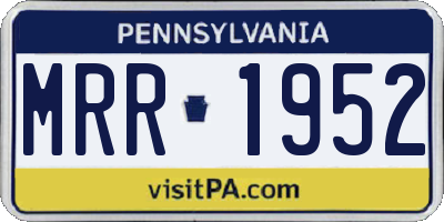 PA license plate MRR1952