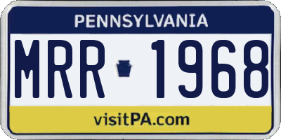 PA license plate MRR1968
