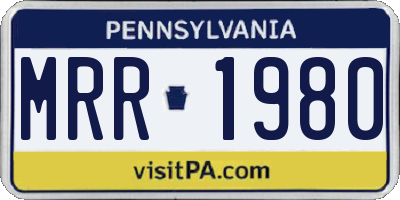 PA license plate MRR1980