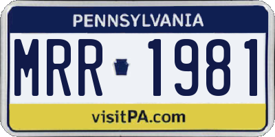 PA license plate MRR1981