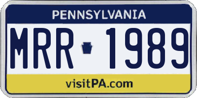PA license plate MRR1989