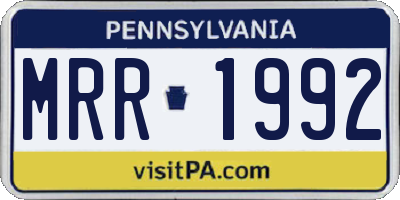PA license plate MRR1992