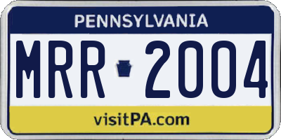 PA license plate MRR2004