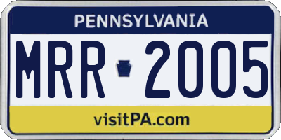 PA license plate MRR2005