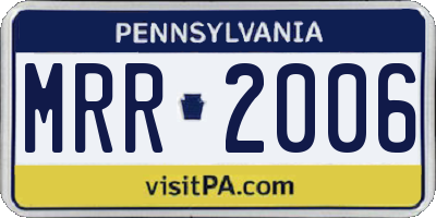 PA license plate MRR2006