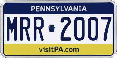 PA license plate MRR2007