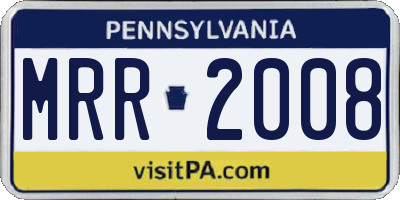 PA license plate MRR2008