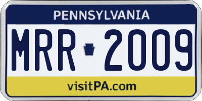 PA license plate MRR2009