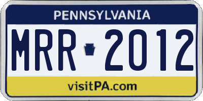 PA license plate MRR2012