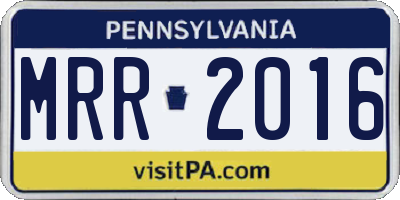 PA license plate MRR2016