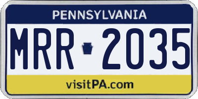 PA license plate MRR2035