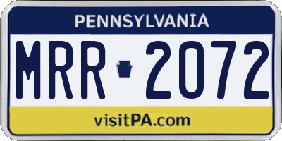 PA license plate MRR2072