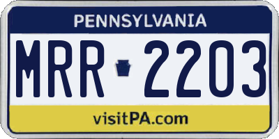 PA license plate MRR2203