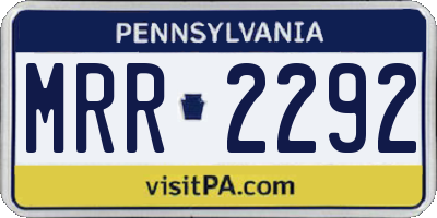 PA license plate MRR2292
