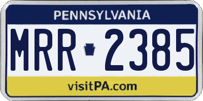 PA license plate MRR2385