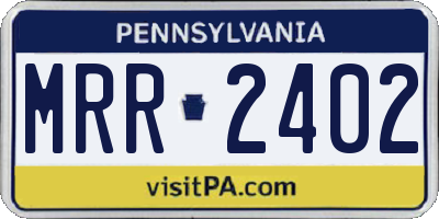 PA license plate MRR2402
