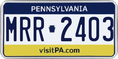 PA license plate MRR2403