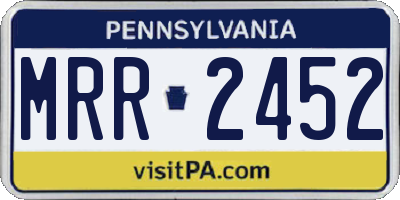 PA license plate MRR2452