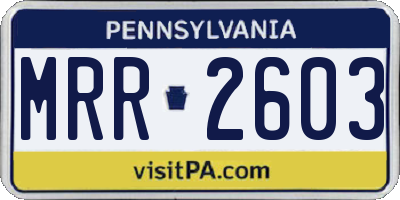 PA license plate MRR2603