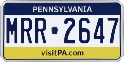 PA license plate MRR2647