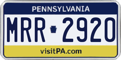 PA license plate MRR2920