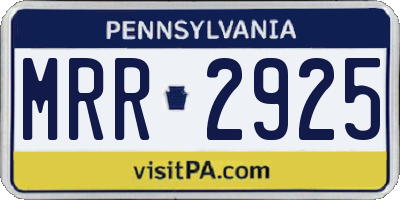 PA license plate MRR2925