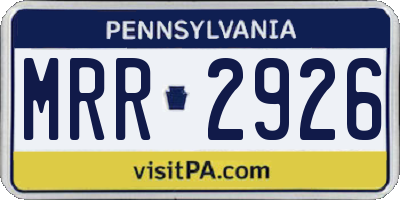PA license plate MRR2926