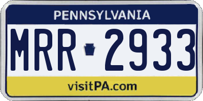 PA license plate MRR2933