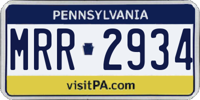 PA license plate MRR2934