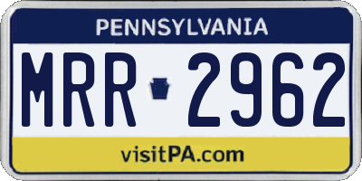 PA license plate MRR2962
