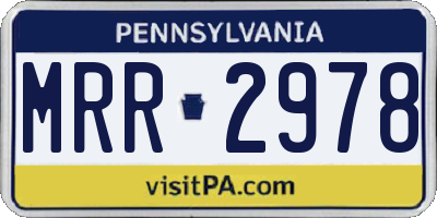 PA license plate MRR2978