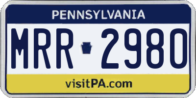 PA license plate MRR2980