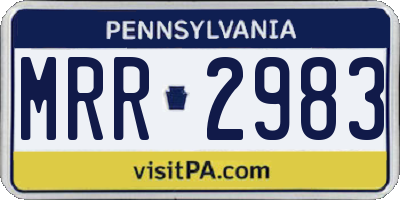 PA license plate MRR2983