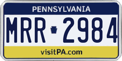 PA license plate MRR2984