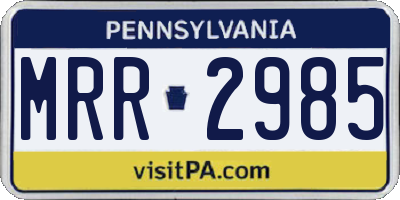 PA license plate MRR2985