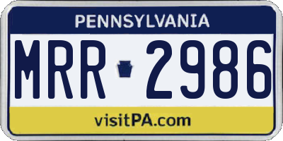 PA license plate MRR2986
