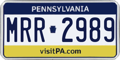 PA license plate MRR2989